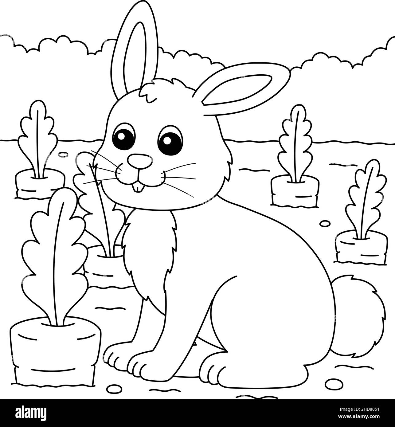 Rabbit coloring page for kids stock vector image art