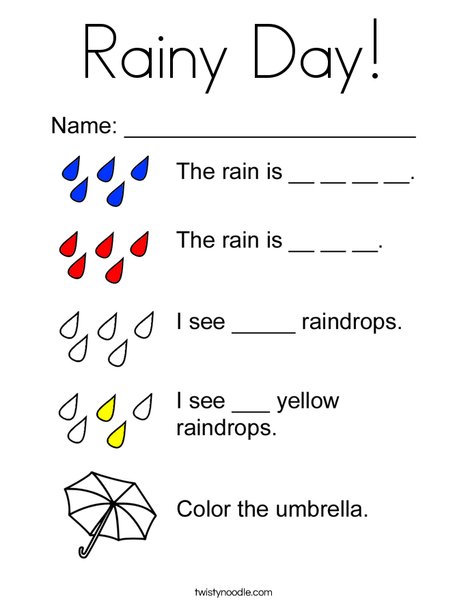 Rainy day coloring page