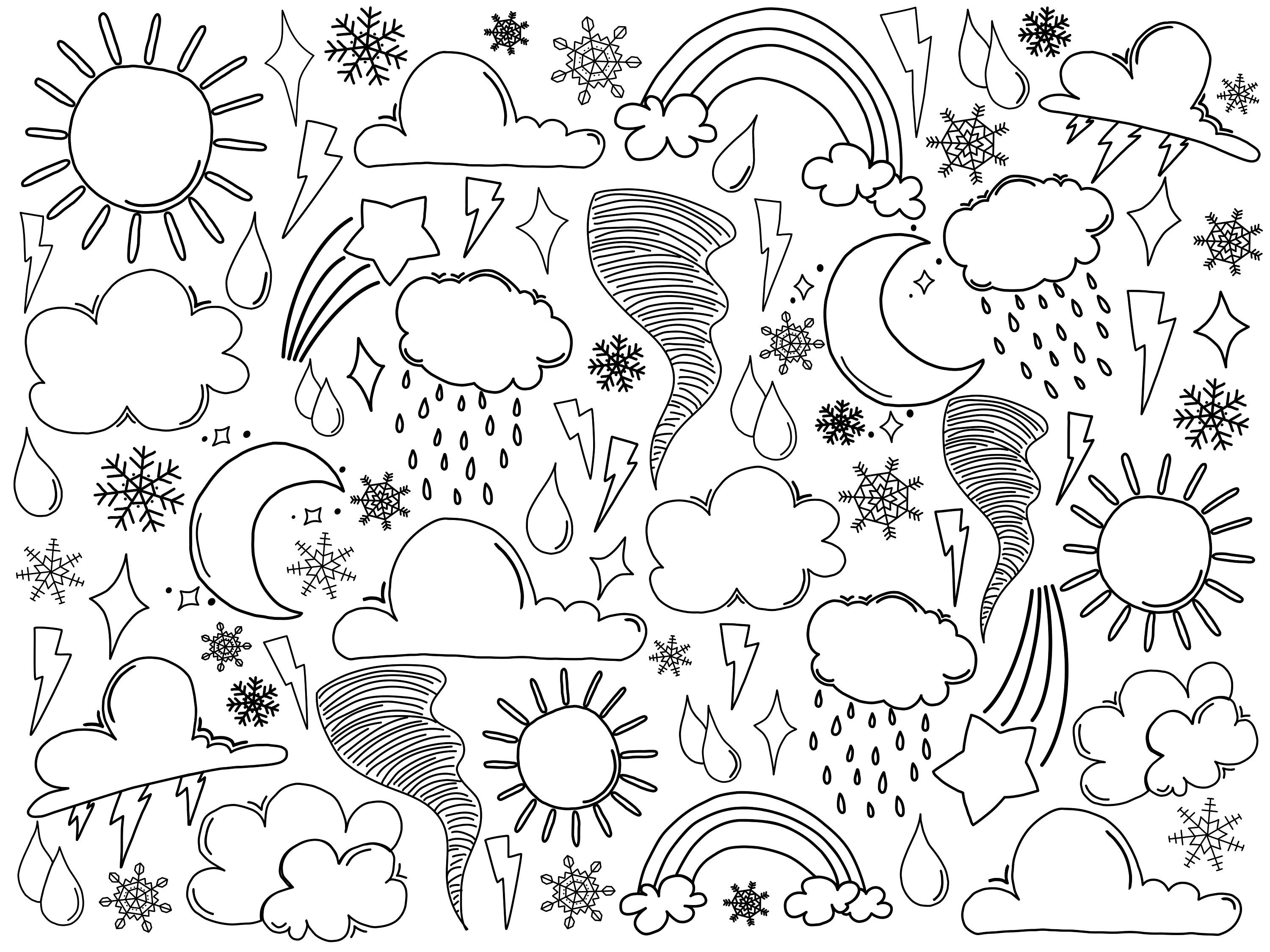 Giant weather coloring page digital download