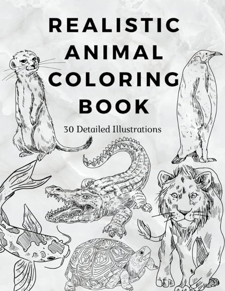 Realistic animal coloring book tailed illustrations childrens coloring book for boys and girls a great gift for elementary and middle school stunts publishing apple tree bãcher