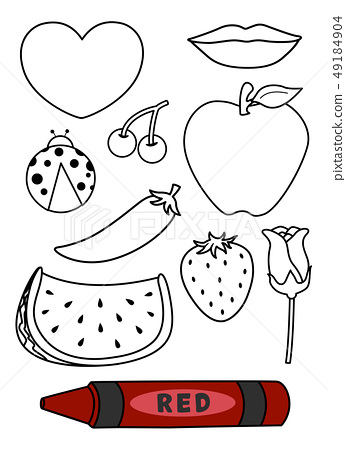 Color red coloring book illustration