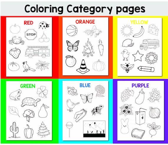 Color by category coloring pages red object coloring page