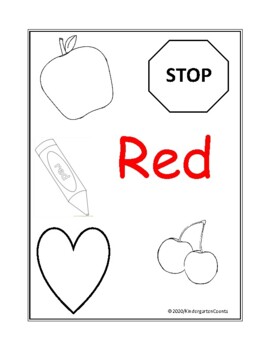 Red coloring page by kindergarten counts tpt