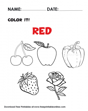 Color it red worksheet coloring page