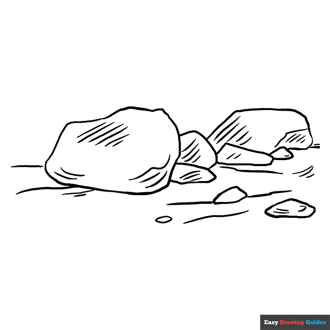 Rocks coloring page easy drawing guides