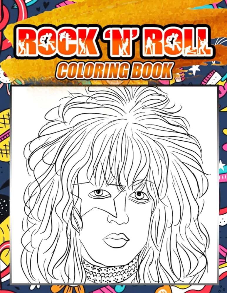 Rock n roll coloring book favorite rock stars coloring pages for grown ups stress relieving gift idea for music fans ahmed arin books