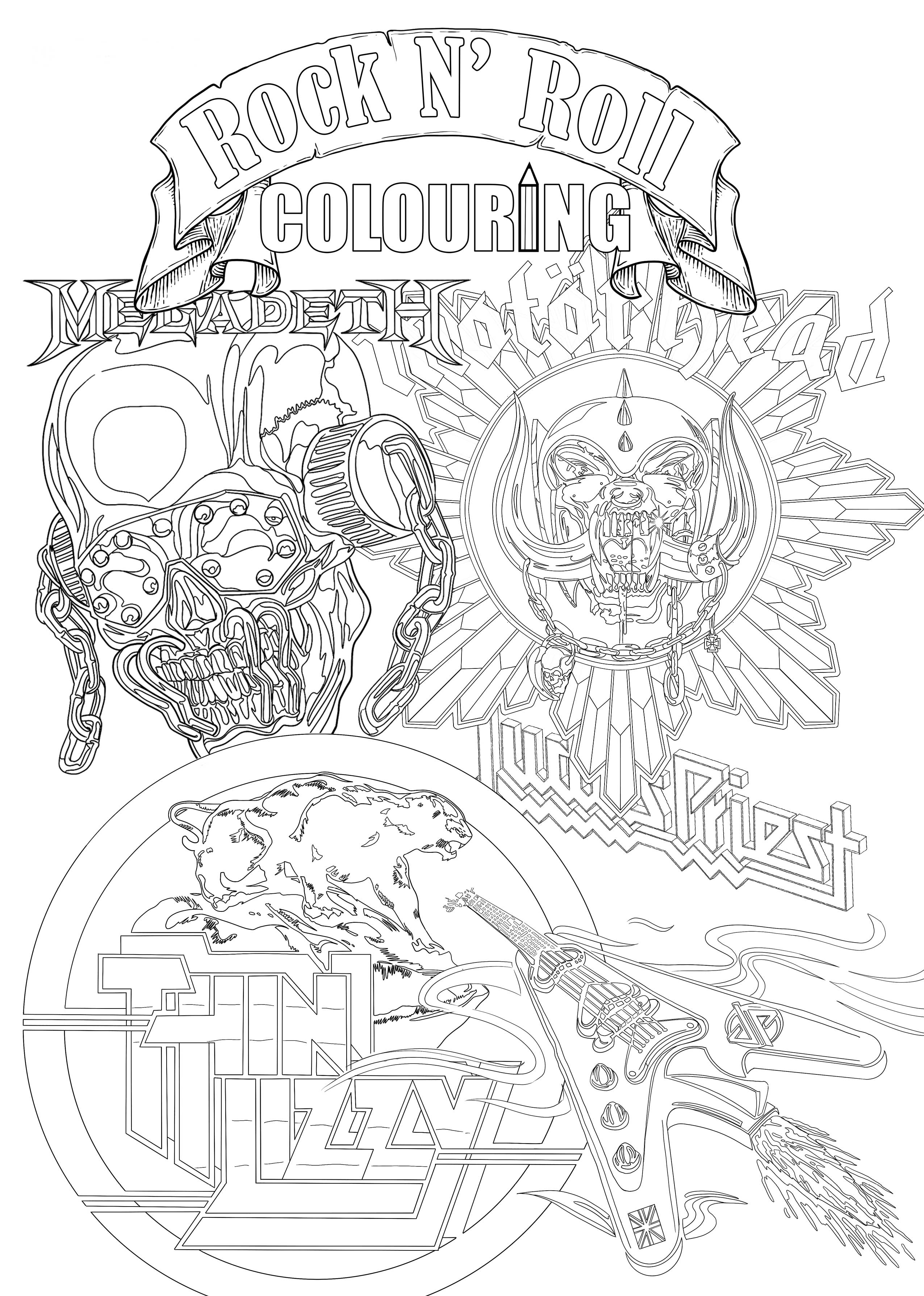 Rock n roll colouring sample page