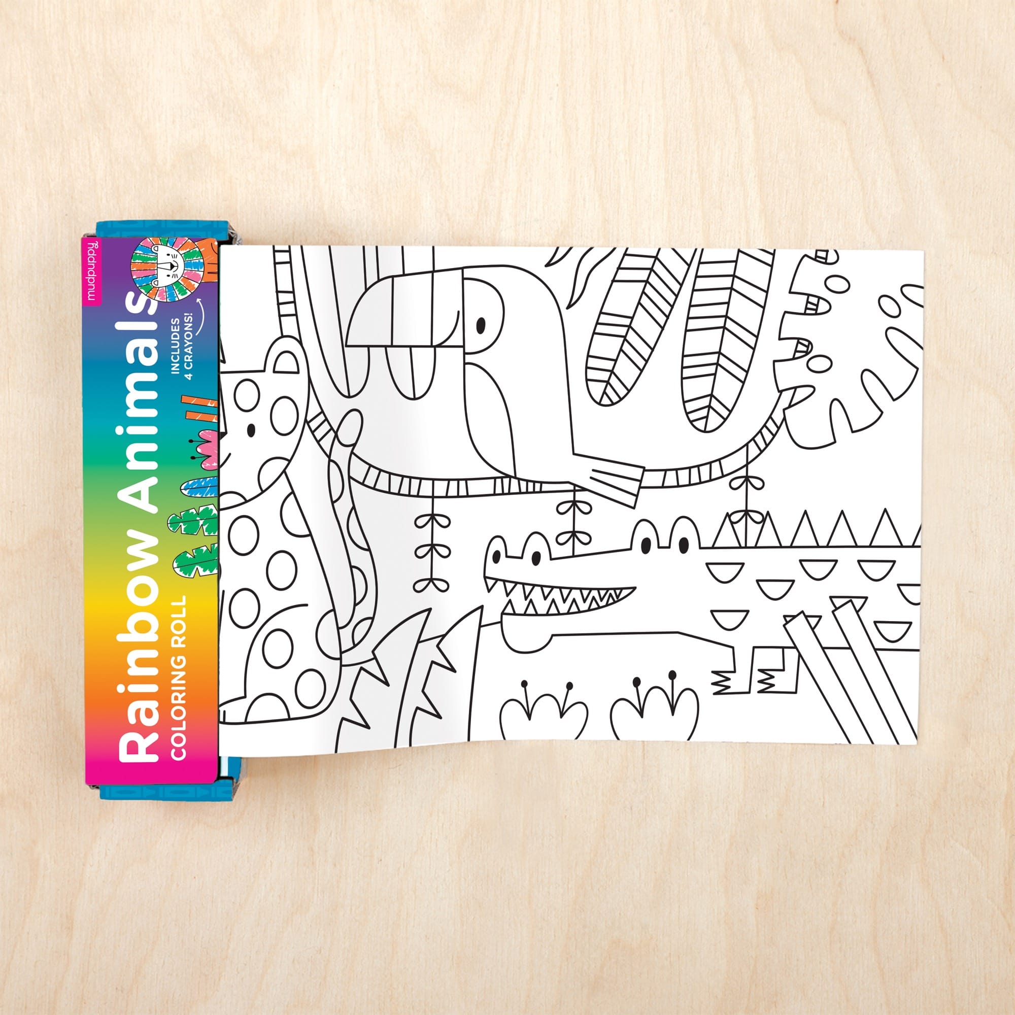 Rainbow animals mini coloring roll â