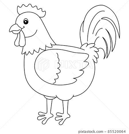 Rooster coloring page isolated for kids