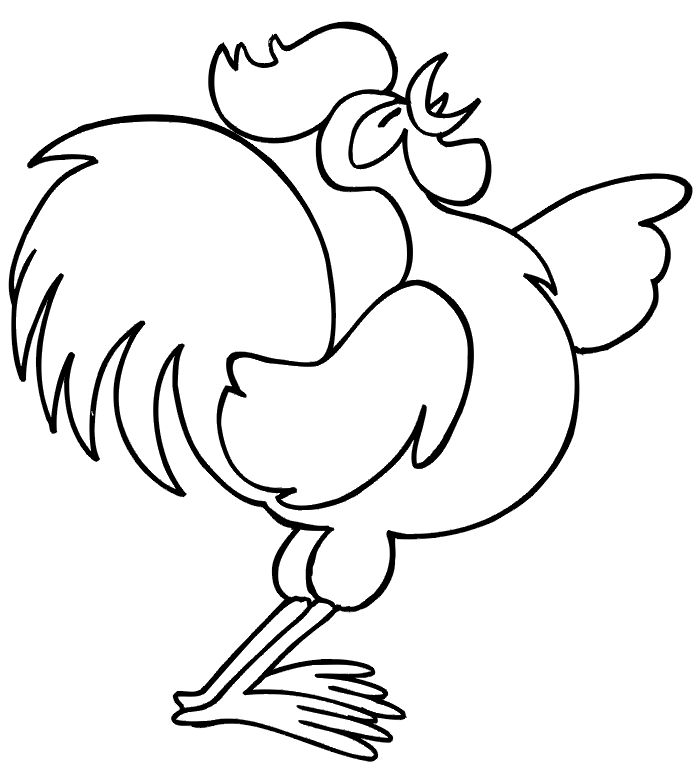 Rooster coloring page a crowing rooster