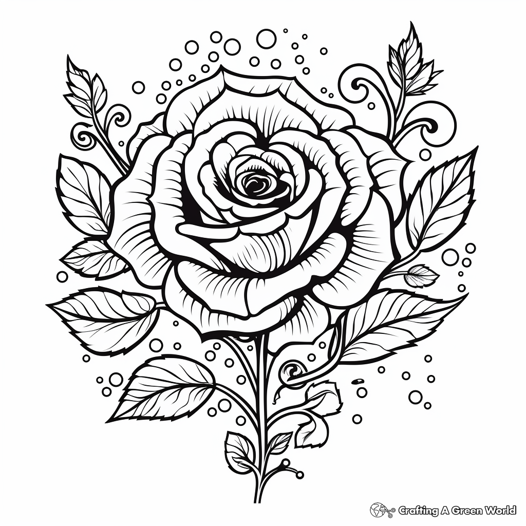 Flowers and hearts coloring pages