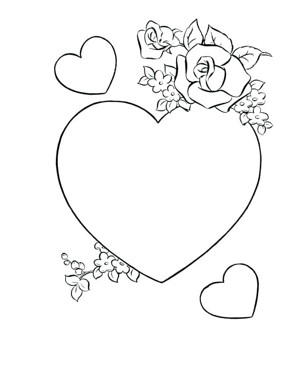 Roses and hearts coloring pages