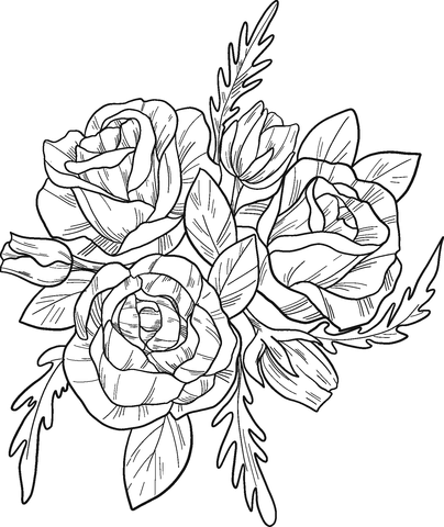 Bouquet of roses coloring page free printable coloring pages