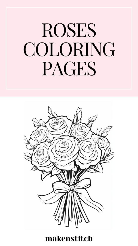 Roses coloring pages for kids and adults