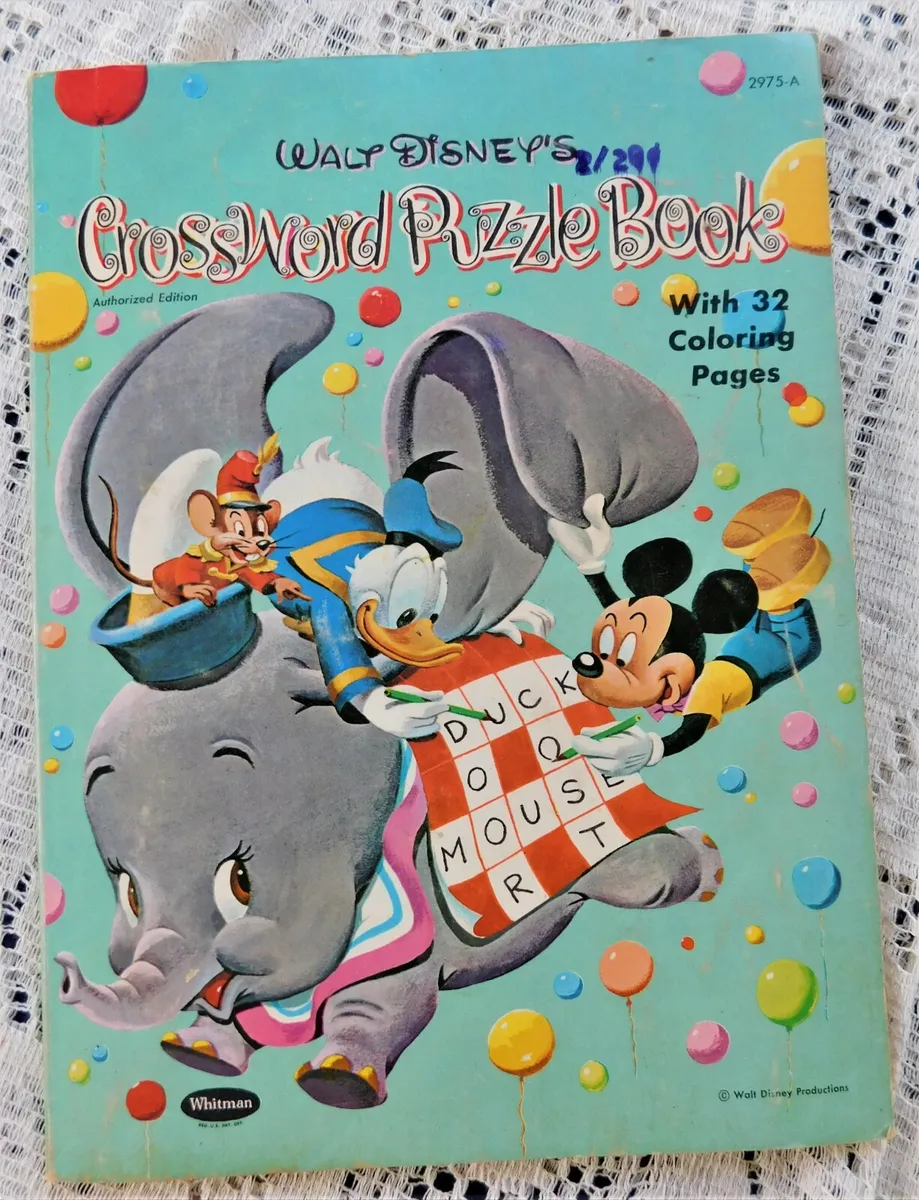 Vintage whitman walt disney crossword puzzle coloring book mickey mouse