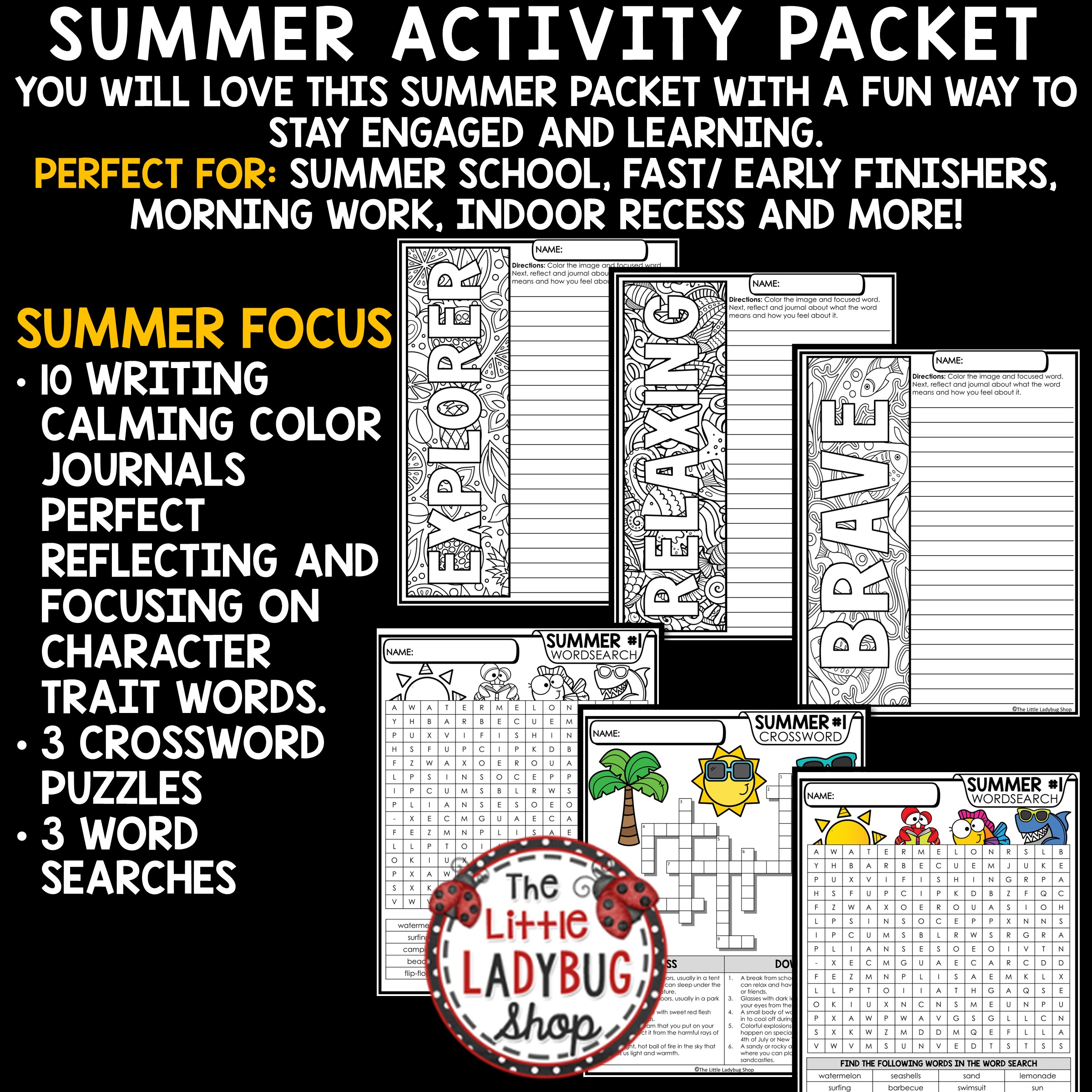 Summer coloring pages crossword puzzles