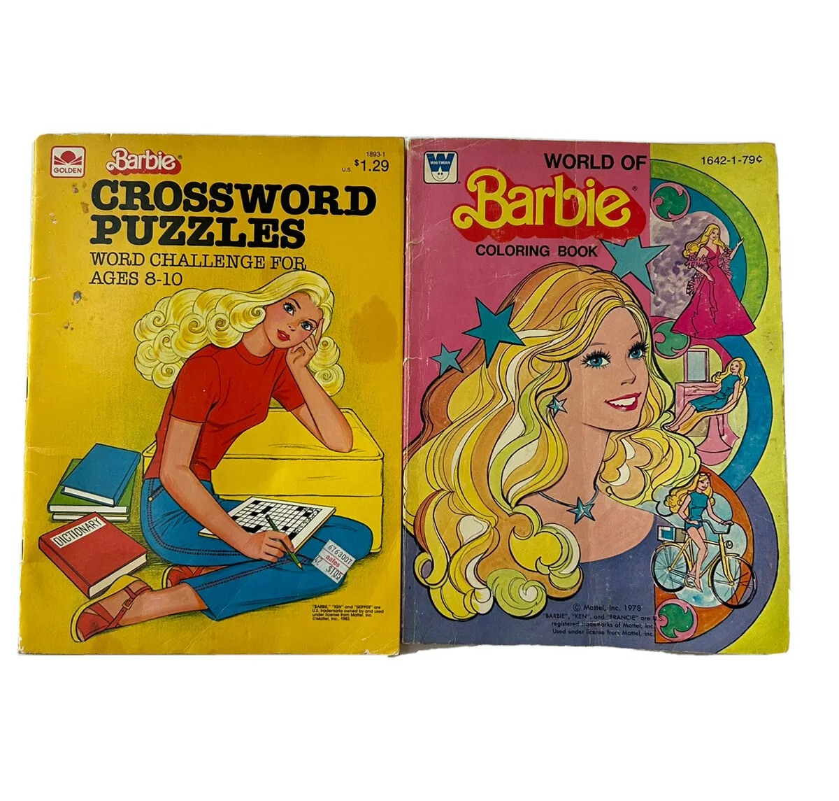 Vintage golden barbie crossword puzzle activity book and coloring book