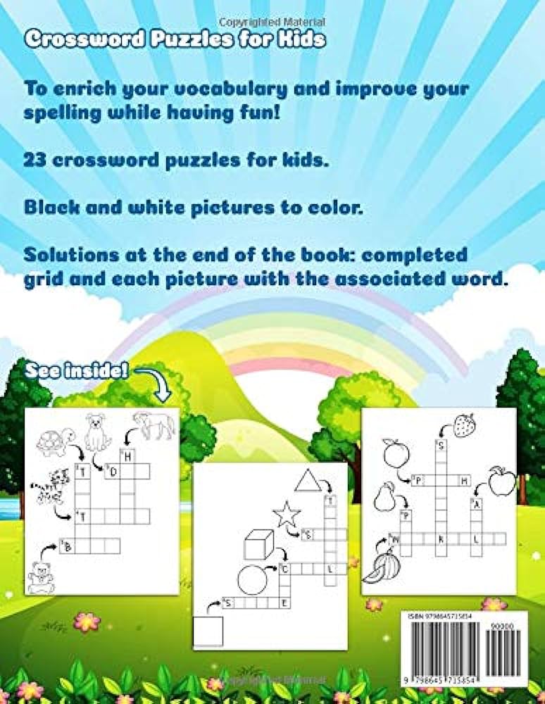 Crossword puzzles for kids easy picture crosswords for young children picture crossword puzzles and coloring pages picture puzzle book crossword puzzle books dover little activity books adams adam