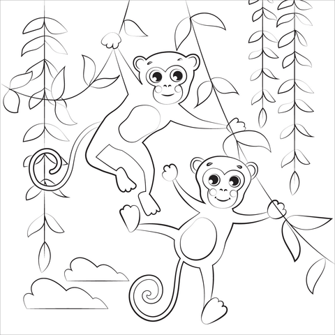 Monkeys coloring page free printable coloring pages