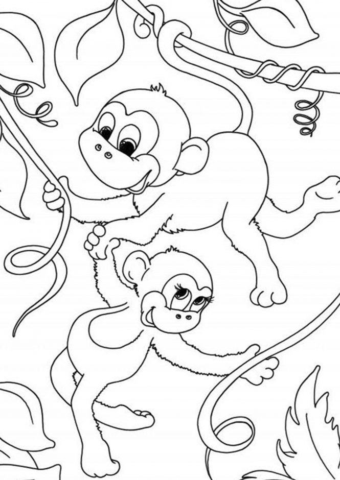 Free easy to print monkey coloring pages