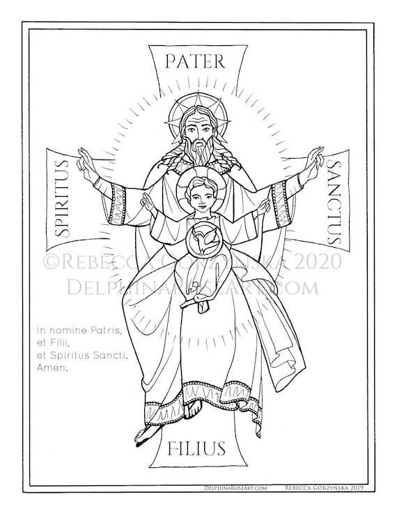 Catholic coloring page sign of the cross holy trinity pdf coloring pages multilingual