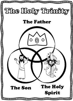 The holy trinity coloring pages and colored mini poster set tpt