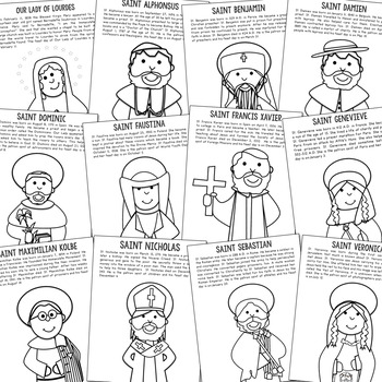 Catholic saints biography coloring pages and posters tpt