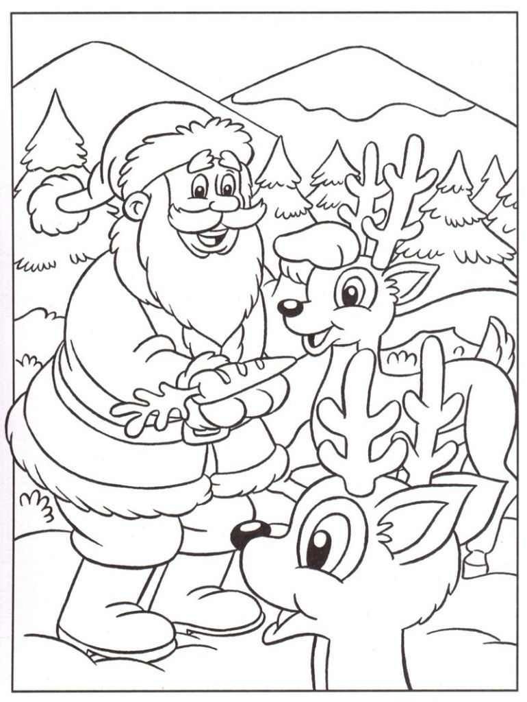 Santa claus and little reindeer