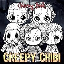 Creepy cuteness coloring book chibi and scary coloring book with horror for teens adults to relax and relieve stress kooky and creepy creatures to color hall richard books