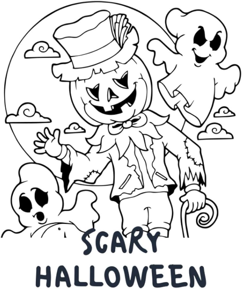 Scary halloween coloring by halloween coloring books