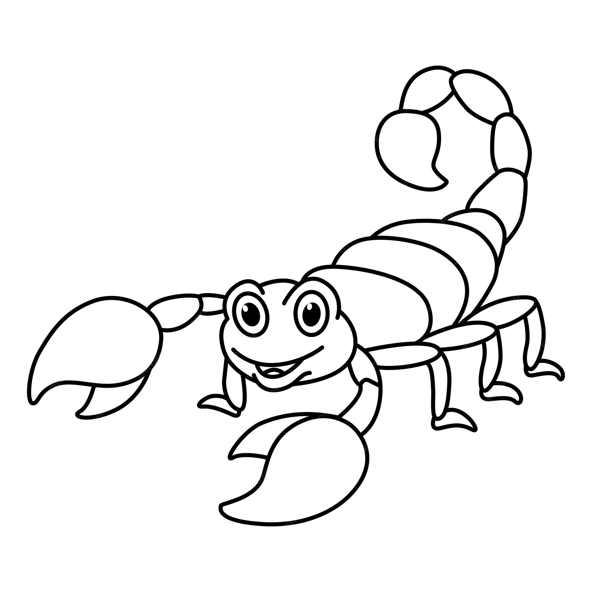 Premium vector cute scorpion cartoon characters vector illustration for kids coloring book