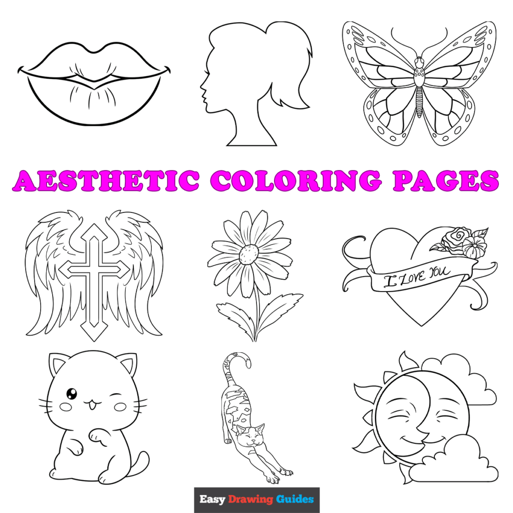 Free printable aesthetic coloring pages for kids
