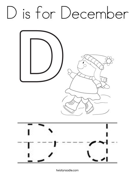 D is for december coloring page