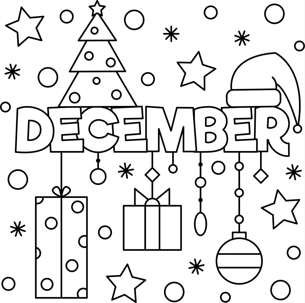 End of the year december colouring sheet