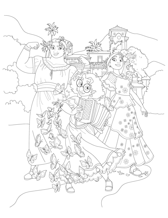 Encanto coloring page digital encanto coloring page pdf instant download madrigal family encanto coloring pages maribel digital