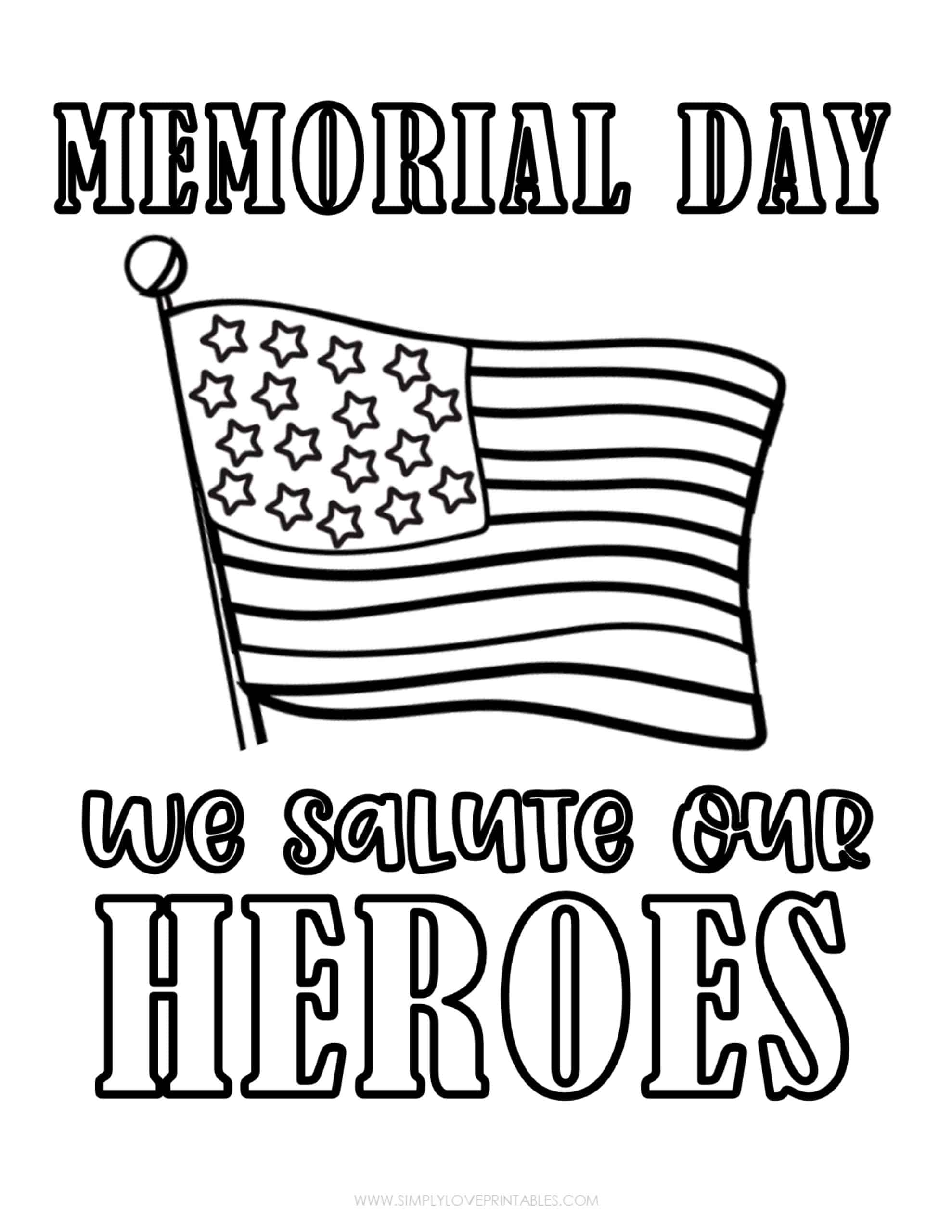 Free memorial day coloring pages simply love printables