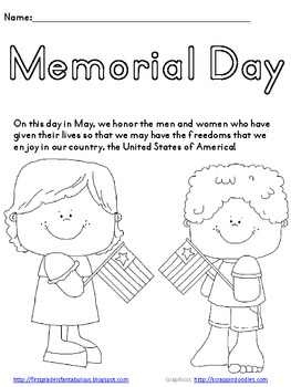Memorial day coloring page freebie by first grade is fantabulous
