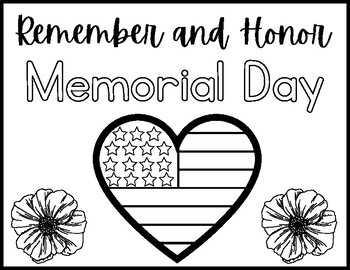 Memorial day coloring pagesheet by a coffee for the teacher tpt