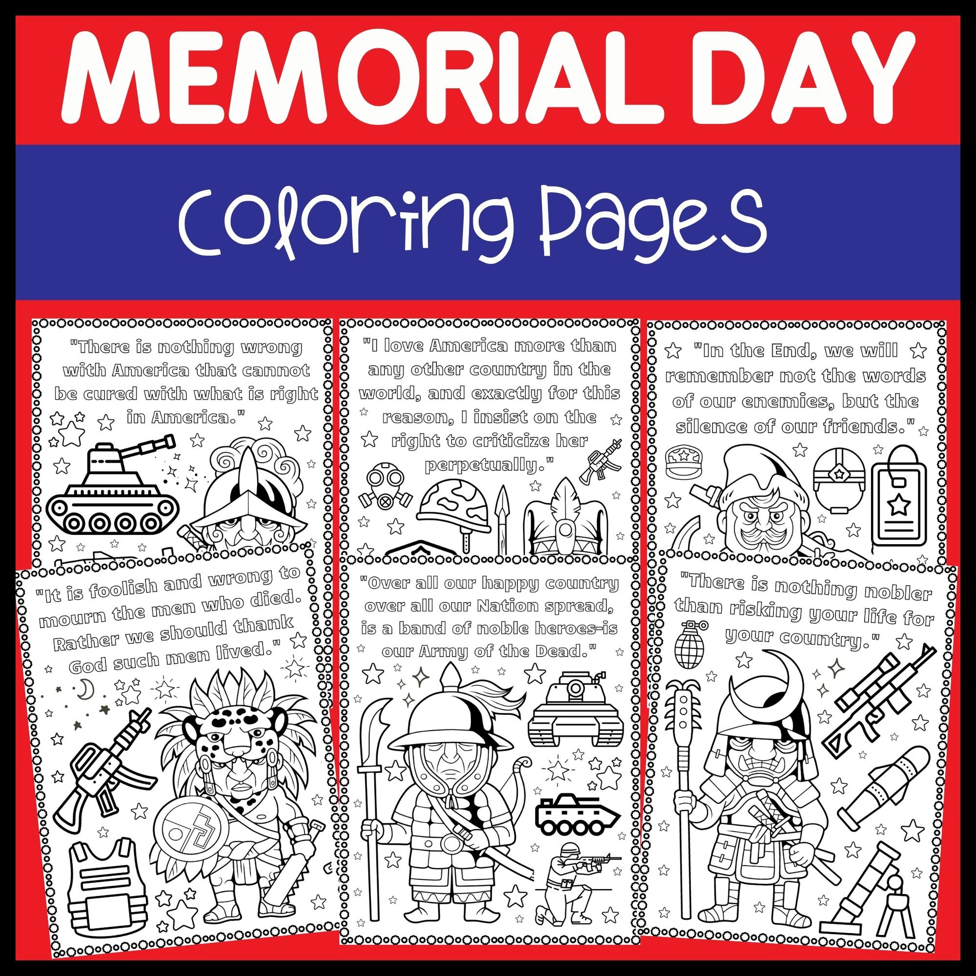 Memorial day coloring pages patriotic coloring sheets inspiring quotes made by teachers