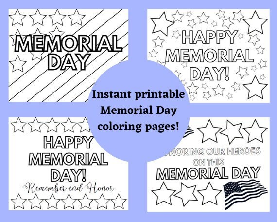 Printable memorial day coloring pages instant download memorial day sheets memorial day cards schoolchurch coloring pages instant download