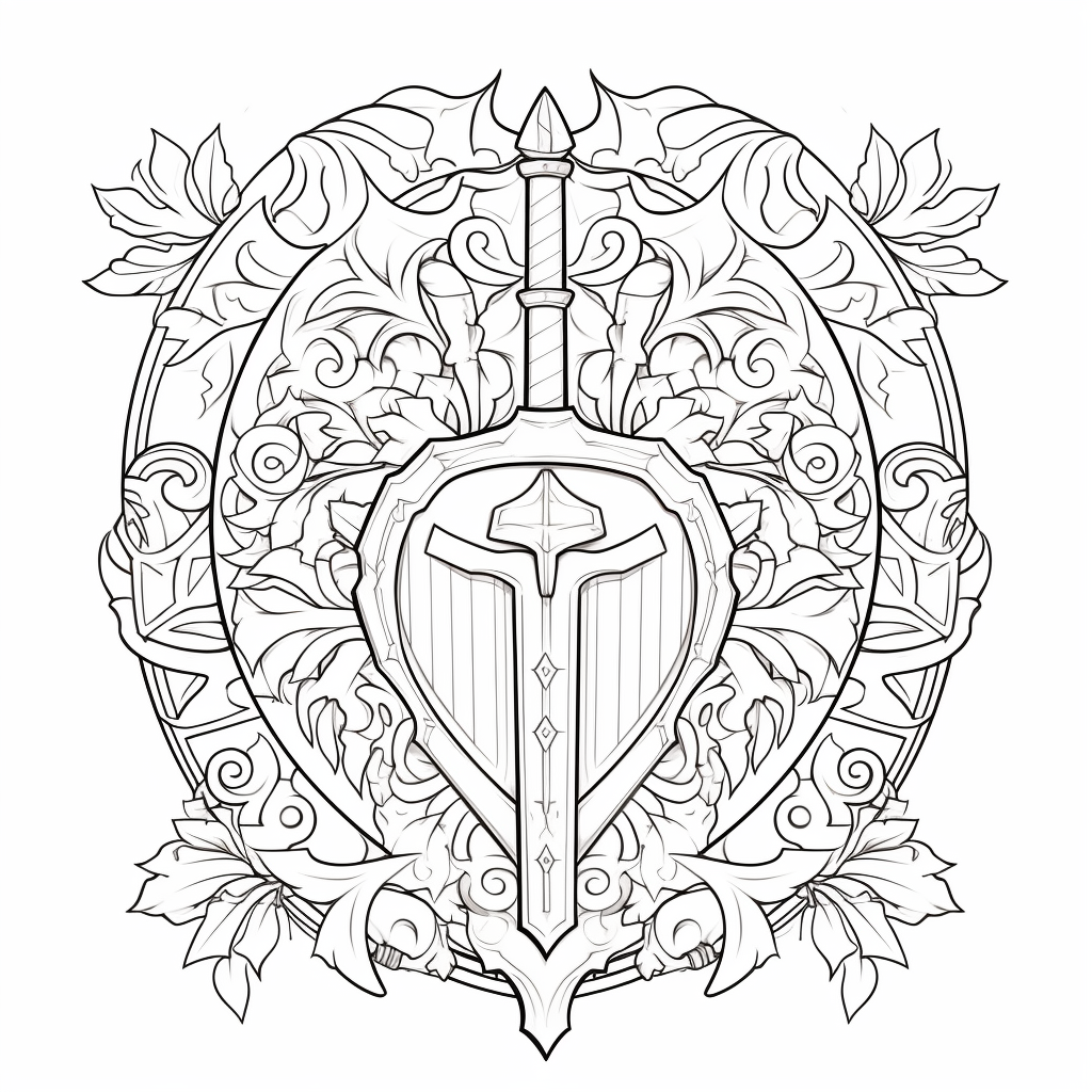 Sword and shield coloring pages