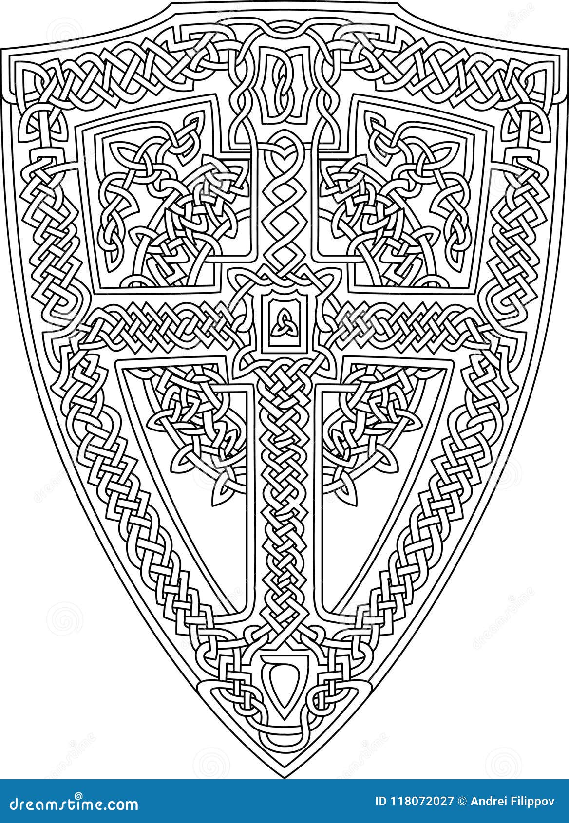 Coloring book page with celtic shield stock vector