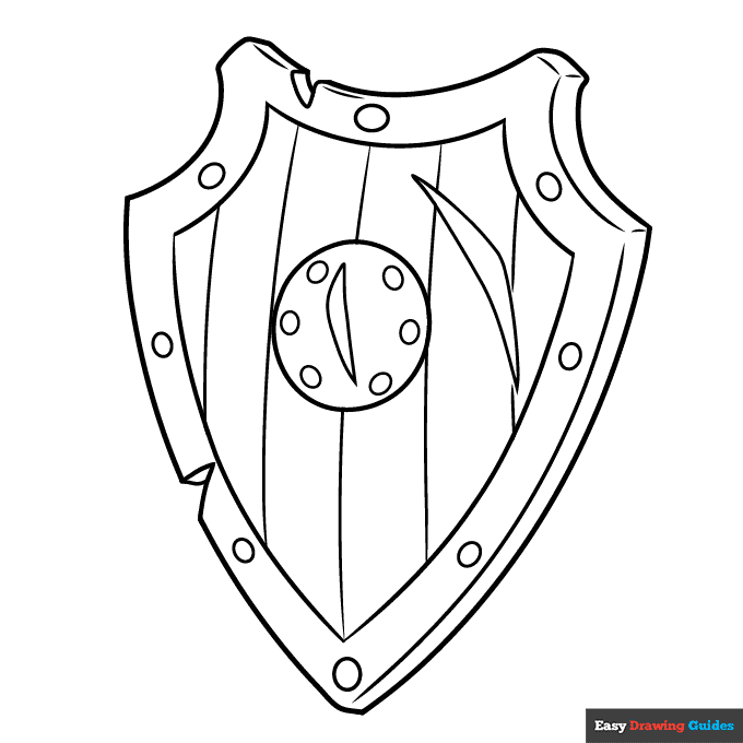 Shield coloring page easy drawing guides