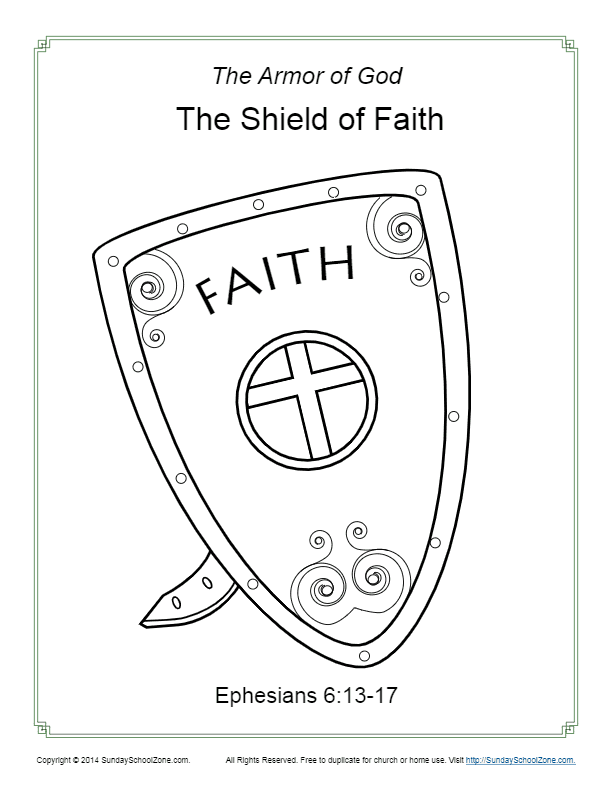 Shield of faith coloring page armor of god for kids