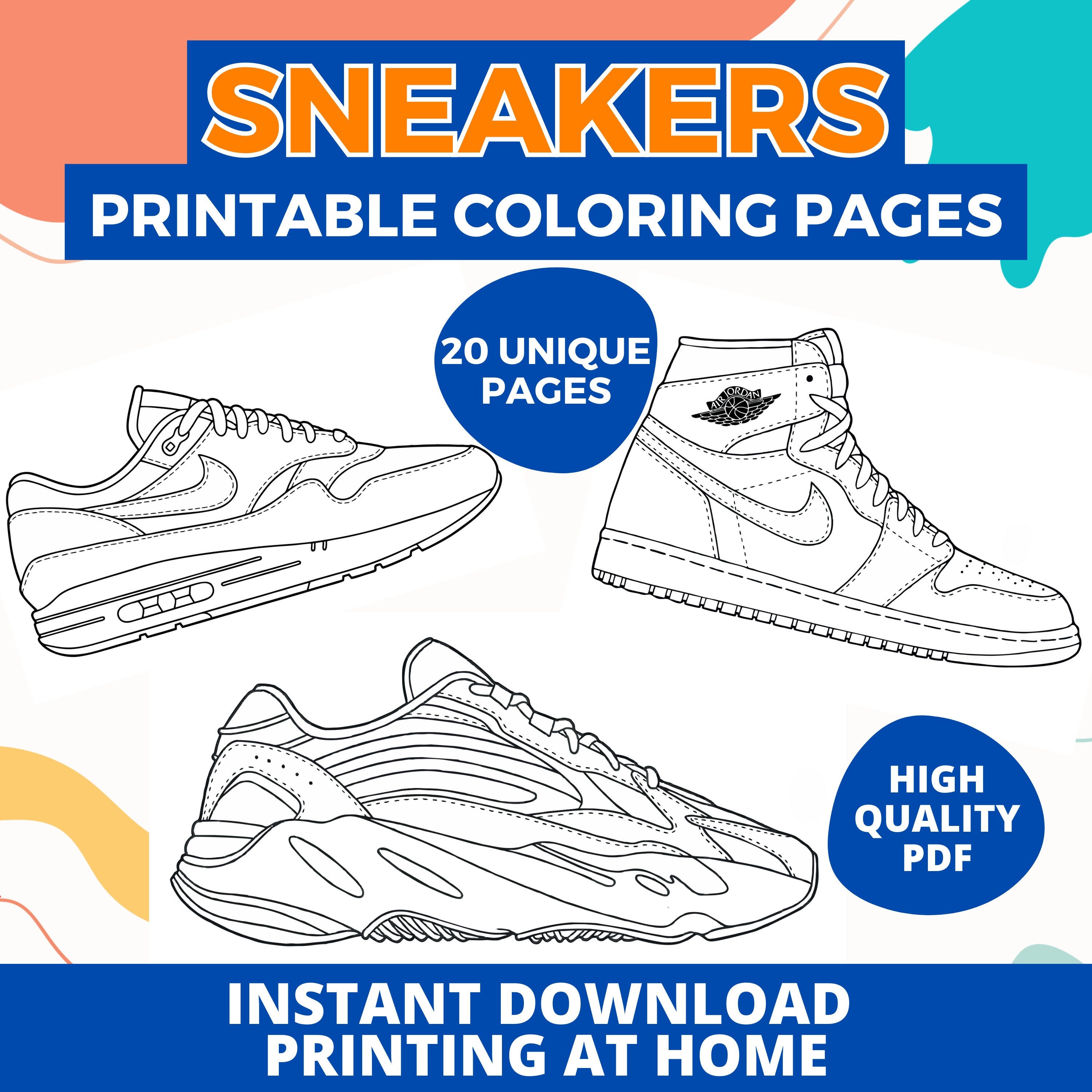 Most popular sneakers coloring pages to print and color instantly download now