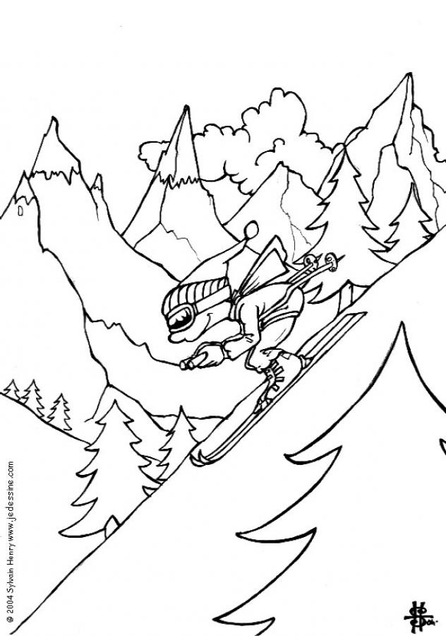 Boy skiing coloring pages