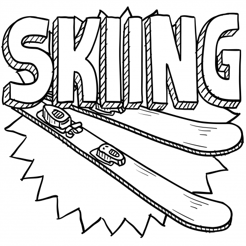 Skiing coloring page