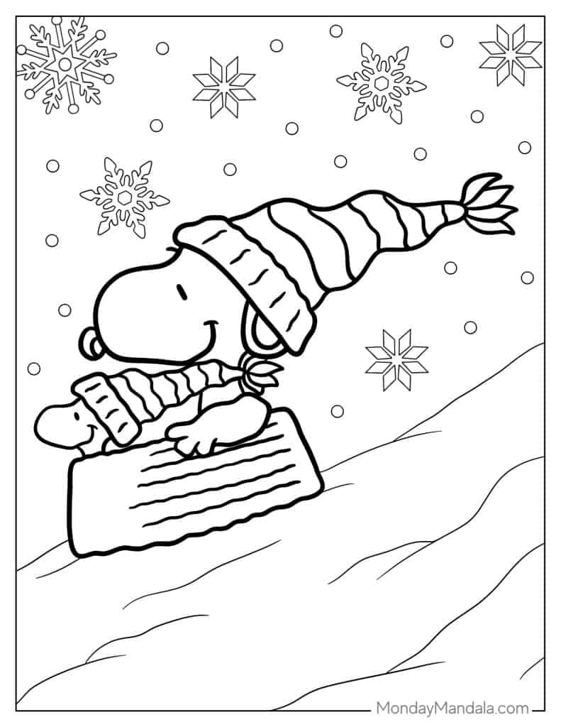 Peanuts snoopy coloring pages free pdf printables