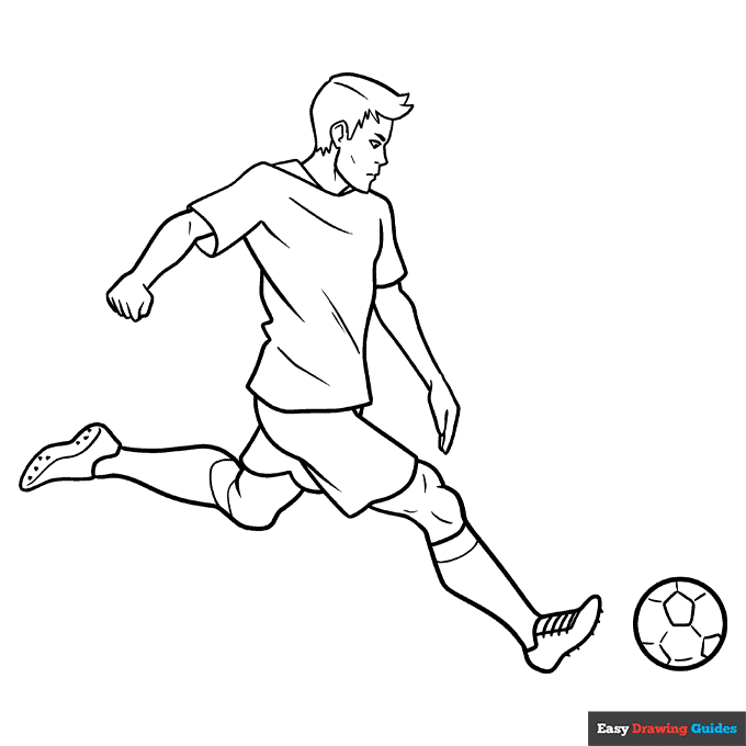 Soccer player coloring page easy drawing guides