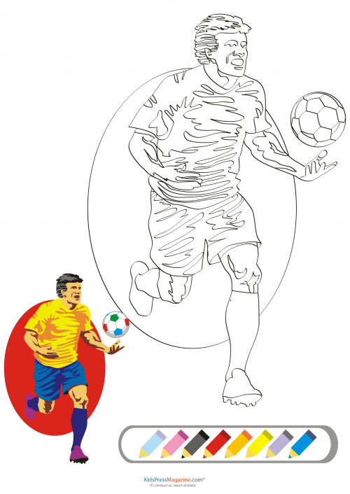 Soccer player coloring page